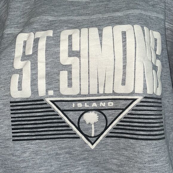Vtg 80s St Simons Island gray short sleeved sweatshirt - Picture 2 of 7